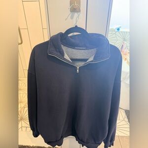 Brandy Melville Unisex Dark Blue Zip-Up Sweater